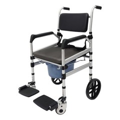 Foldable Shower Chair w/Wheels, Aluminum Alloy Height Adjustable Shower Chair