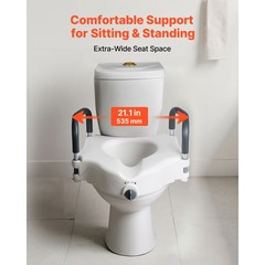 Uimoso Raised Toilet Seat with Arms for Seniors, Adds 5-Inch Height, 300 lbs