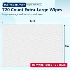 Adult Wipes for Elderly – 720 Count Extra Large 8″x13″ Disposable Washcloths Rin