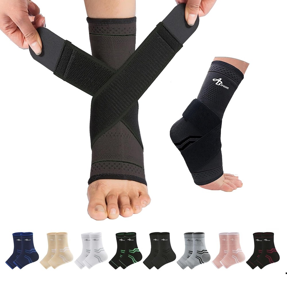 Ankle Brace for Men & Women – Adjustable Compression Sleeve with Wrap, Stability