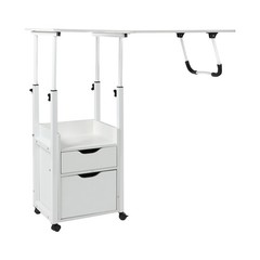 Overbed Table w/ Wheels, Movable Bedside Table, Height Adjustable Over Bed Desk