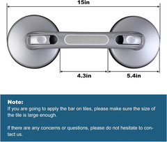 Secure Heavy Duty Shower Grab Bar with Suction Cup – Silver Grey for Seniors