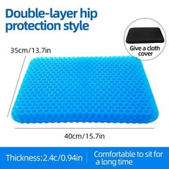 Double Thick Gel Seat Cushion 2.5 cm with Non-Slip Cover Breathable Comfort