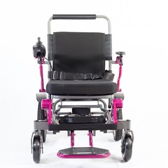 Purple Foldable Electric Wheelchair 300 lb Capacity In Home Warranty 15 mile