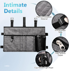 Walker Bag, Multi Pockets Folding Walker Basket Tote Bag with Cup Holder