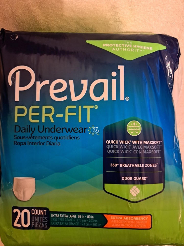 Prevail Per Fit Daily Underwear 20 Per Package XXL 60 in – 80 in Disposable