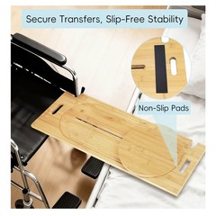 Slide Transfer Board, Wooden Slide Board with Track Pulley Turntable, 500lb max