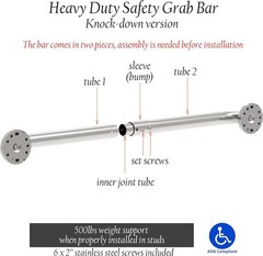 16/24 inch Bathroom Basic Grab Bar, 304 Stainless steel bar, White Color