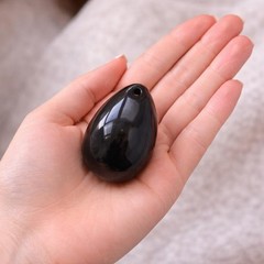 Black Obsidian Eggs 3-PCS Set – Handcrafted Gemstone Eggs with Smooth Polishe…
