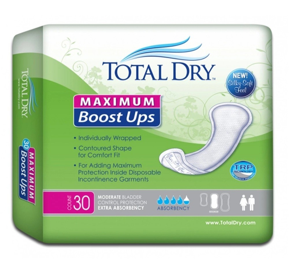 Total Dry Maximum Boost Ups Pads Extra Absorbency Pack of 30