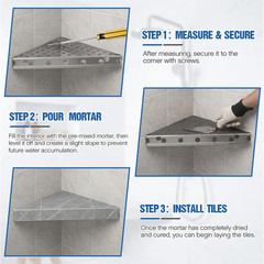 Floating Corner Shower Bench Kit, 17″ X 17″ X 24″ Wall Mounted Shower Seat Shelf
