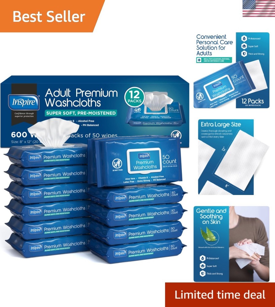 Convenient Adult Hygiene Wipes with Aloe Vera | 600 Count | Caregiver Essential