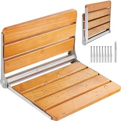 Folding Oak Shower Seat 440 lbs Stainless Steel Wall Mounted Shower Bench