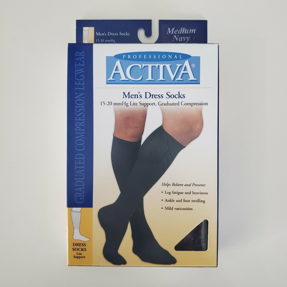 Activa 15-20 mmHg Light Support Compression Dress Socks Color Navy / Size Medium