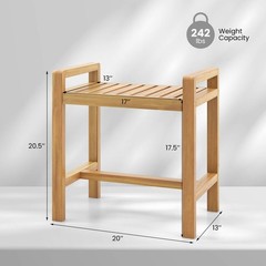 Teak Wood Solid Wood Stool Shower Bench for Inside Shower Shaving Legs Natural