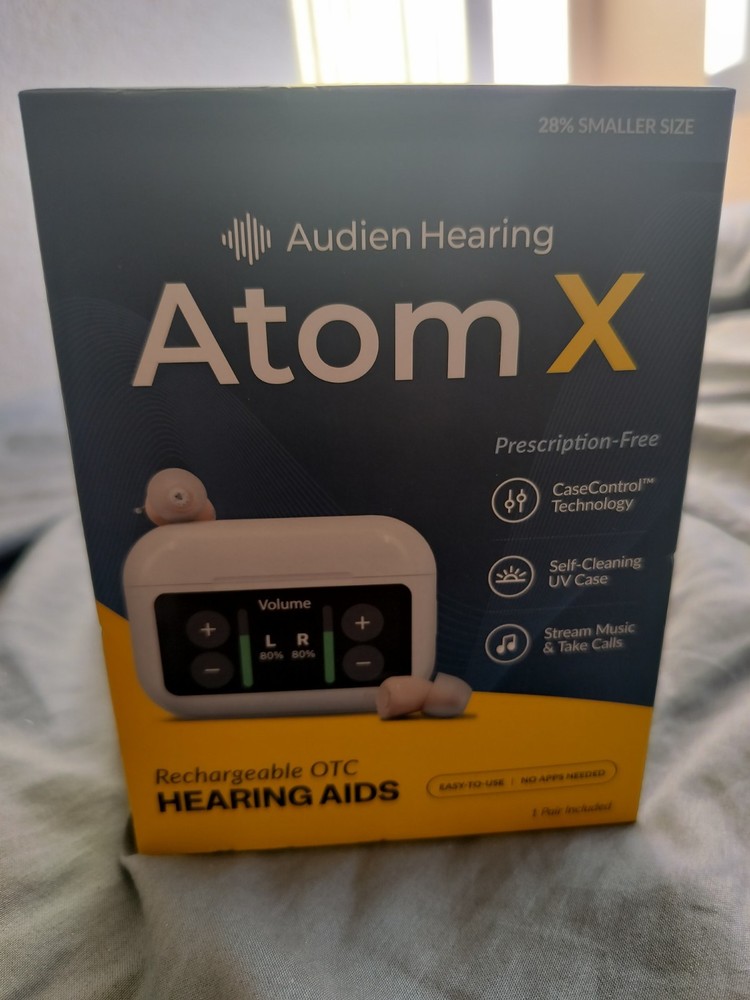 Audien Hearing ATOM X – Rechargeable OTC Hearing Aids NEWEST MODEL (NEW SEALED)