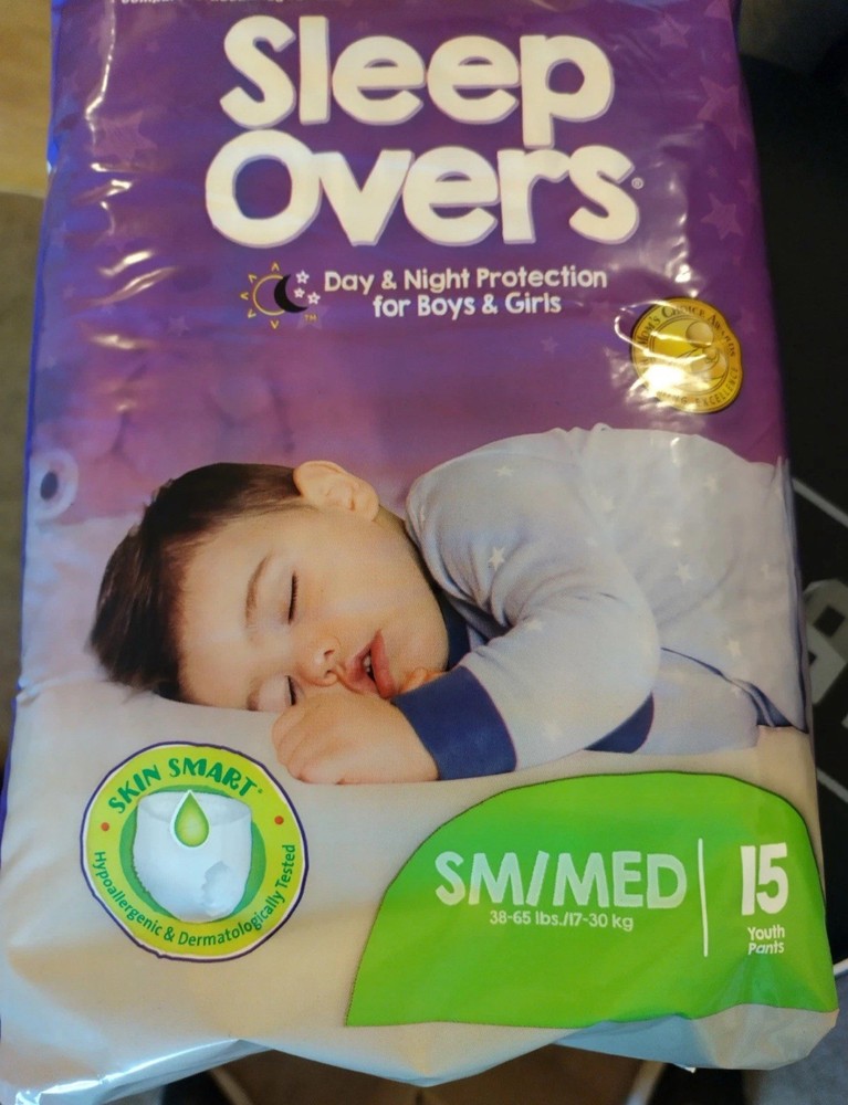Sleep Overs Youth Underwear, Size SM/MED (38-65lbs./17-30kg), 15 Count Per Pack