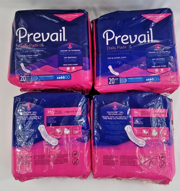 Prevail Daily Incontinent Pad Regular Moderate absorbency 80 Ct=4pk/20each