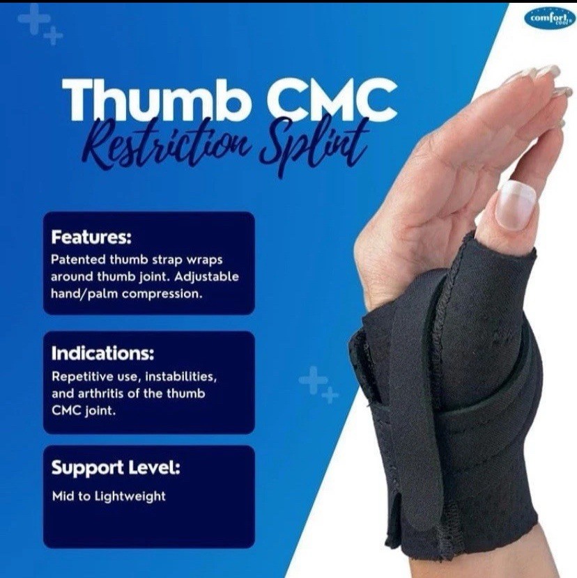 NEW Comfort Cool Thumb CMC Restriction Splint BLACK LEFT LARGE PLUS + NC79560