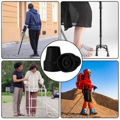 4 Pack 3/4 Inch Rubber Cane Tips Non Slip for Walkers Crutches Chairs Black