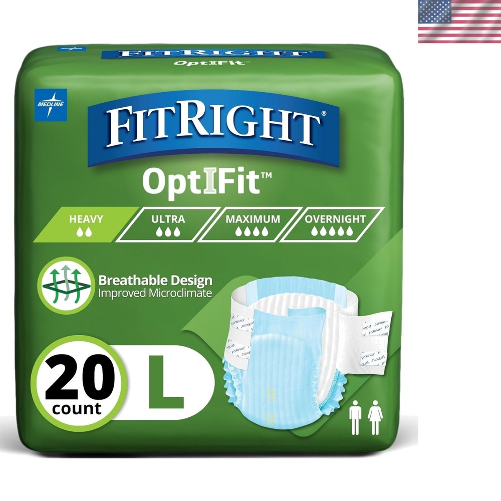 Large OptiFit Incontinence Briefs – Leak Protection & Moisture Wicking, 20 Count