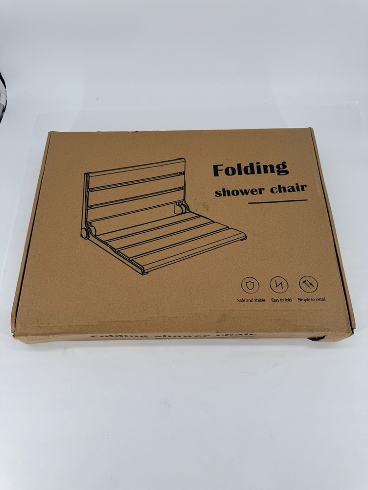 440lbs Folding Oak Shower Seat 16″ Wall Mounted Shower Bench Rust-proof Chair