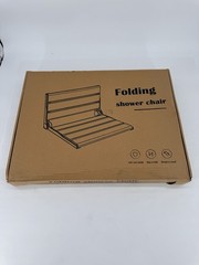 440lbs Folding Oak Shower Seat 16″ Wall Mounted Shower Bench Rust-proof Chair