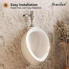 Hanikes UR-480 Round High-Efficiency Urinal, 0.125 GPF, Top Spud, White