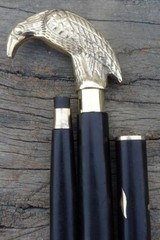 vintage chrome silver elephant head handle black wooden walking stick designer