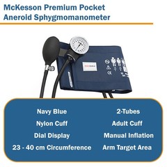 McKesson Premium Adult Cuff Arm Aneroid Sphygmomanometer Unit 2-Tubes 1 Each
