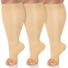 Sooverki Copper Compression Socks for Women & Men Open Toe XX-Large, 03 Nude