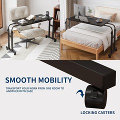 Mobile OverBed Recliner Table – Adjustable Height & Length, Stable Laptop Tra…