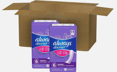 66-Count Always Discreet Incontinence Pads Size 6 Peach Extra Heavy Protection