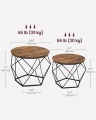 Vasagle Small Coffee Table Set Of 2 Round Coffee Table Steel Frame Side End