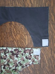 Khaki and black Adult Bib, Handmade , 35 1/2” by 21 ½”, reversible