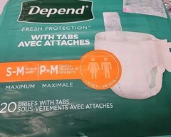 Depend Incontinence Underwear Unisex Briefs Size S/M w/ Tabs 20 Count NEW Sealed