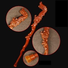 New Peach Wood Carved Walking Stick Cane Crutch Climbing Wooden Walker