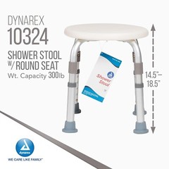 Dynarex 10324 White Aluminum Frame Shower Stool with Blow-Molded Plastic Seat
