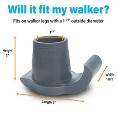 Top Glides DuraSki Extra Durable Walker Glide Skis for 1 1/8 Inch Tubes (Gray)