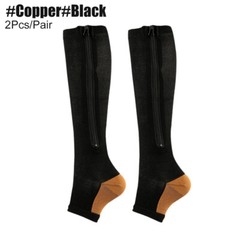 Unisex Compression Socks with Zipper Open Toe Knee Length Stockings Men Women US