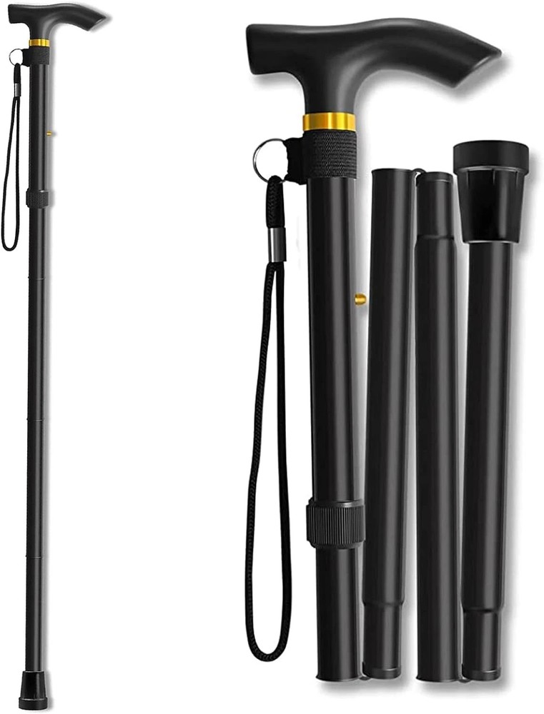 Folding Walking Cane Walking Stick Adjustable Aluminum Collapsible Travel Hiking