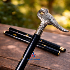 Antique vintage brass walking Stick cane Swan Hercules head wooden stick Gift