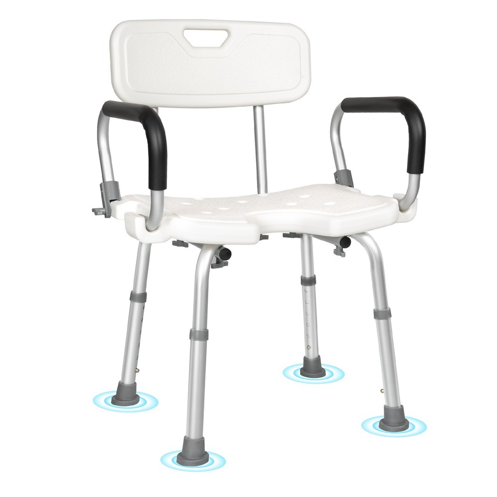 Adjustable Shower Chair with Flip Up Arms Heavy Duty Bath Seat Supports 397 lbs