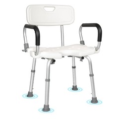 Adjustable Shower Chair with Flip Up Arms Heavy Duty Bath Seat Supports 397 lbs