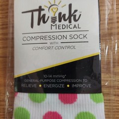 Think Medical Compression Socks Pink Green Polka Dot Unisex Men Women