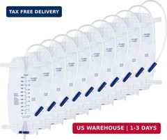 10 Pack 1000ml Sterile Leg Urinary Drainage Bags with 2 Adjustable Elastic Strap