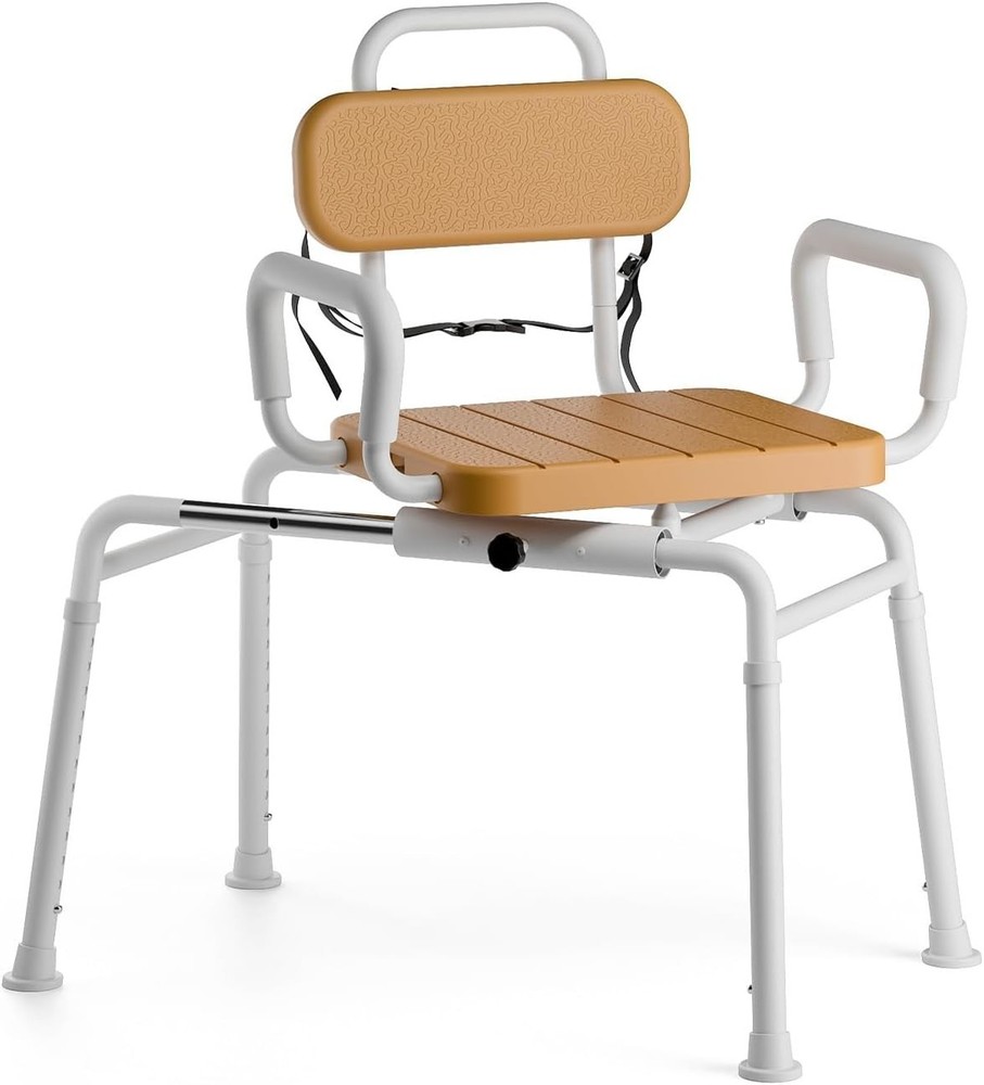 Loyoda Sliding Shower Chair w/ Extra-Wide 360° Swivel seat, Adjustable Height