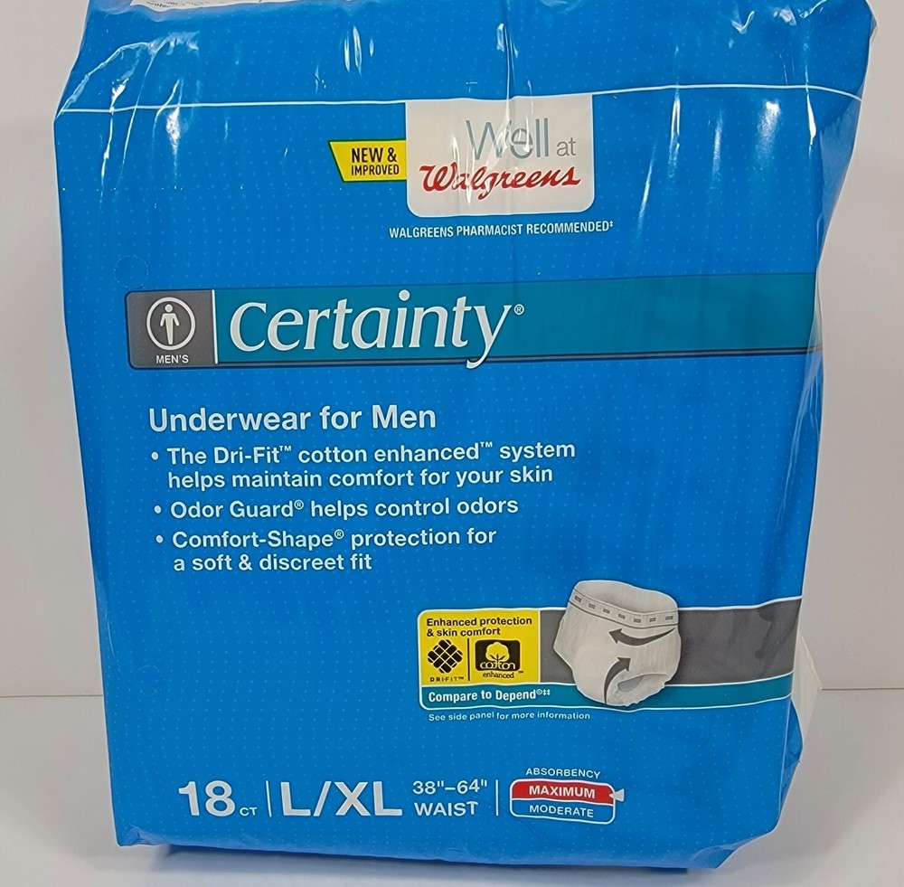 Certainty Underwear For Men 18 Count Sz L/XL 38″-64″ Waist