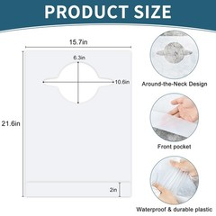 50/200 Pack Disposable Adult Bibs – Waterproof & Oil-Proof 22″ Plastic Bibs for