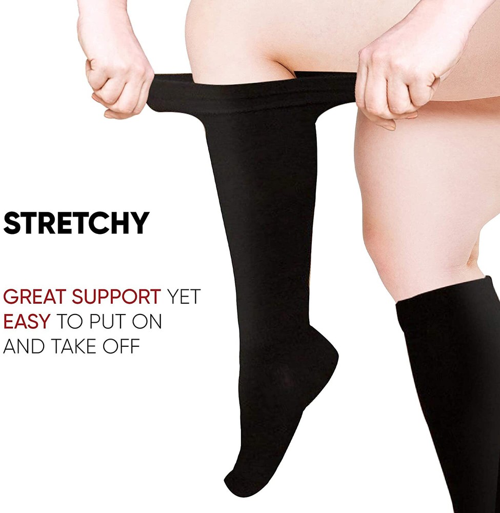 Plus Size Wide Calf Compression Socks for Swelling Pain Edema, Stretch to 24Inch